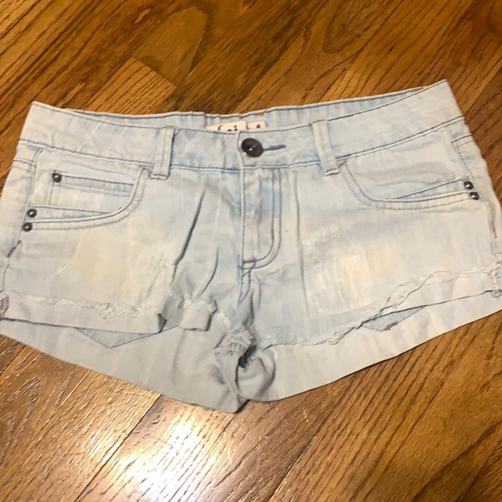 light blue jean shorts